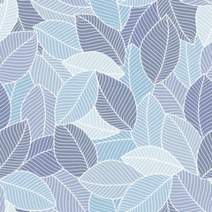 Hand-drawn leaves in doodle style seamless pattern. - 291933448