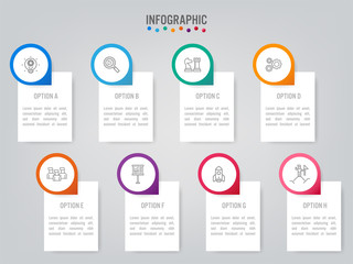 Business infographic labels template with 8 options.Creative concept for infographic
