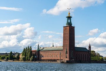 The panoramic view of the city hall of Stockholm