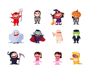 Fototapeta premium bundle halloween with children disguised