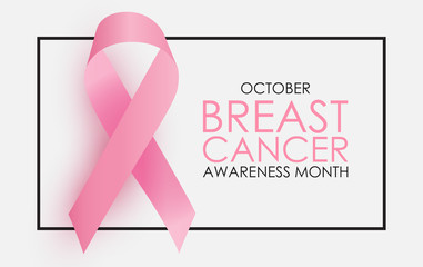 October Breast Cancer Awareness Month Concept Background. Pink Ribbon Sign. Vector illustration