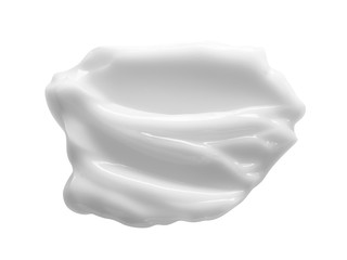 White cosmetic cream smear isolated on white background. Face creme, body lotion texture. Beauty skincare product sample