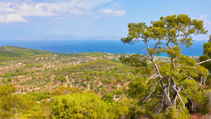 Fototapeta na wymiar Panoramic view of seaside of Aegina Island