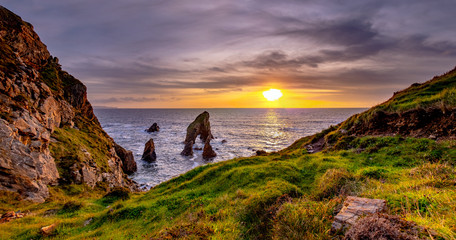 Crohy Head Sea Arch Breeches during sunset - County Donegal, Ireland