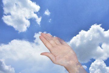 hand and sky