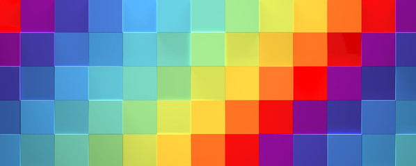 Wide Multicolored Geometric Background (3D Illustration)