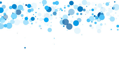 Colorful circle confetti vector background. Abstract snow, blue cyan snowflakes flying.