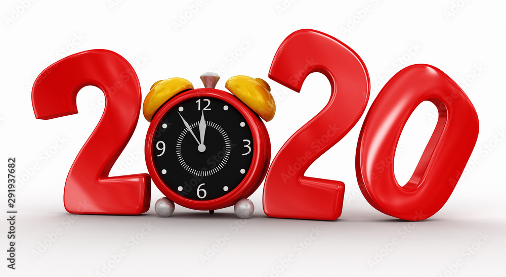 Poster clock 2020. image with clipping path
