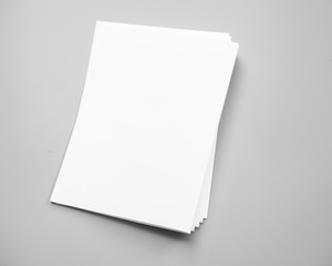 blank book isolated on white background, Poster mock-ups paper, white paper isolated on gray background, Blank portrait A4. brochure magazine isolated on gray
