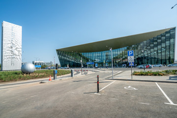 Saratov, Russia - August 20, 2019: Gagarin International Airport, view of the terminal