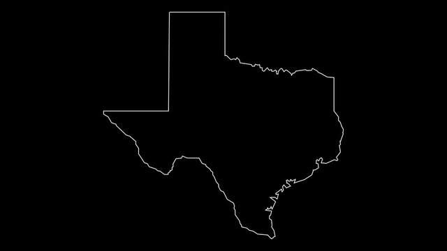 Texas USA federal state map outline animation