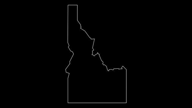 Idaho USA federal state map outline animation