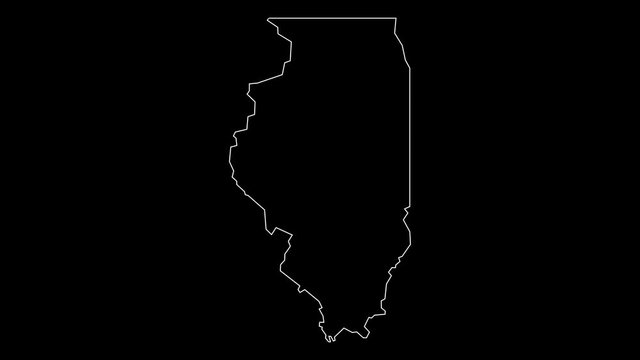 Illinois USA federal state map outline animation