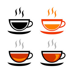 Tea cup vector icons on white background