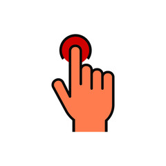 hand presses a button icon. Hand cursor sign icon. Hand pointer symbol. Flat icon vector. Touch icon perfect color style. Element of web icon for mobile concept and web apps- illustration. tap gesture
