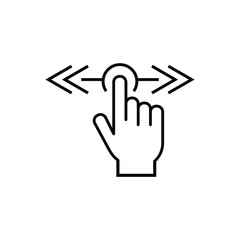 Horizontal Scroll touch screen gesture vector, Scroll touch screen gesture icon. hand swipe icon, horizontal scroll, line symbol set on white background - editable stroke vector illustration eps10