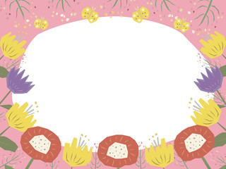 Floral frame, hand drawn template