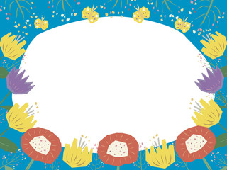 Floral frame, hand drawn template