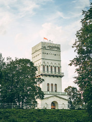 White tower in Alexander park Pushkin city