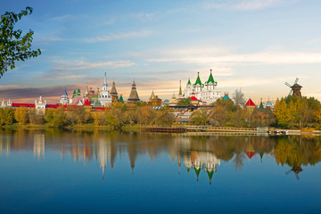 Fototapeta na wymiar Moscow, Russia, Izmailovsky Kremlin. Kremlin in Izmailovo is a cultural and entertainment complex, built in 1998-2007 on the territory of the estate Izmailovo. It is a wooden building, st