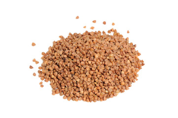 Pile of Buckwheat Isolated on White Background