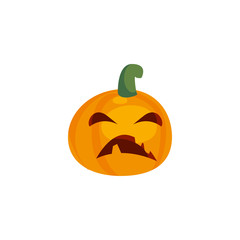 halloween pumpkin with fear face on white background