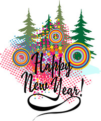 Lettering Happy New Year Greetings. Suitable for cards, invitations, posters, t-shirts.