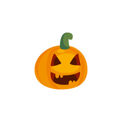 halloween pumpkin with fear face on white background