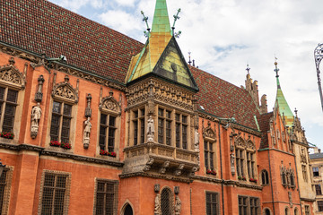 Front of an old tenement house in Wroclaw, Poland