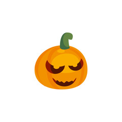 halloween pumpkin with fear face on white background