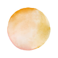 Watercolor art illustration background, Brown circle shape watercolor panting design textured on white paper isolated on white background