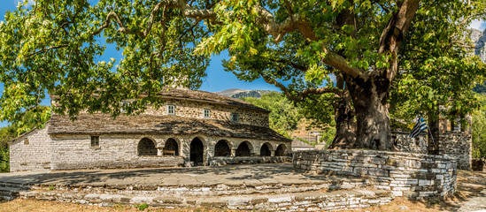 Fototapeta premium Taxiarchon church at mikro papingo village, Ioannina, Greece