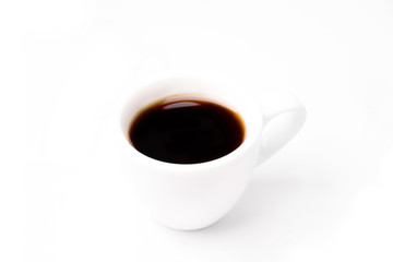 white cup with coffee on a white background