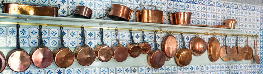 Giverny, France-7 july 2019: kitchen of Claude Monet