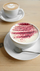 classic cappuccino and cappuccino with syrup
