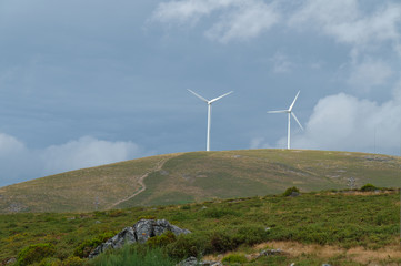 Fototapeta premium Wind turbines in Serra da Gardunha. Sao Pedro do Sul, Portugal
