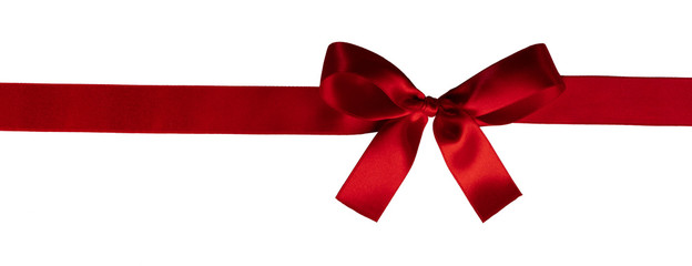 Red gift bow on white