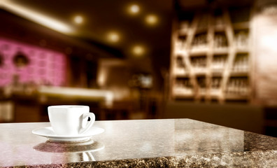 Cafe interior and desk of free space for your decoration. 