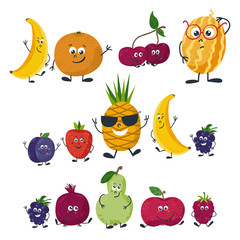 Vector fruits isolated in a cartoon style