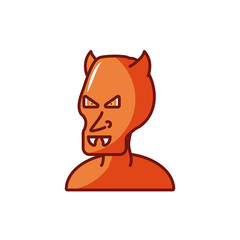 head of devil with horns on white background