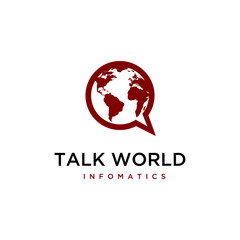 Illustration of abstract bubble talk sign with a globe logo design