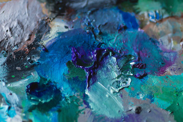 Detail of colours mix on painter palette