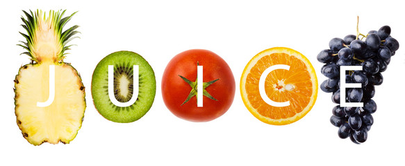 Healthy and fresh full of vitamins juice in glasses on white