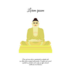 Buddha statue icon vector.  sign for mobile concept and web design. Buddha in meditation position outline vector icon. Buddhism symbol, logo illustration. Vector graphics color on white
