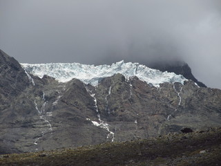 A glacier on the top of the mountain in Chile