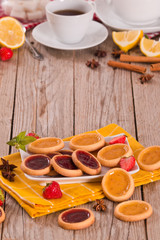 Lemon and straberry tartlets.