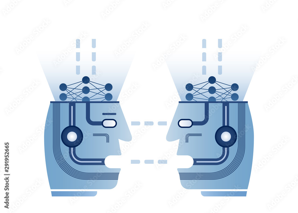 Fototapete artificial intelligence, deep learning, machine learning design concept