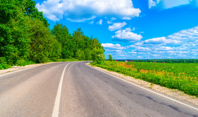 Summer Country Road With Trees Beside Concept