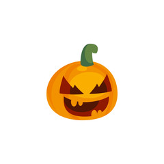 halloween pumpkin with fear face on white background