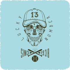 vector skull in the baseball cap logo